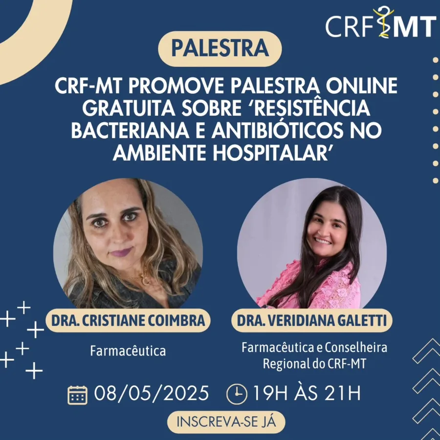 Palestra online do CRF-MT sobre resistência bacteriana e antibióticos no ambiente hospitalar